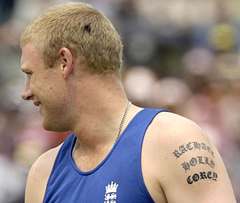 Andrew Flintoff Left Arm Tattoos Pic